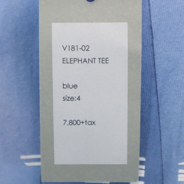 unused VAST222 18ss made in Japan ELEPHANT Short sleeve T-shirt Elephant Men's Used