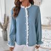 Patchwork Shirt Women's Autumn Commuter Long Sleeve Lace Cardigan Tops