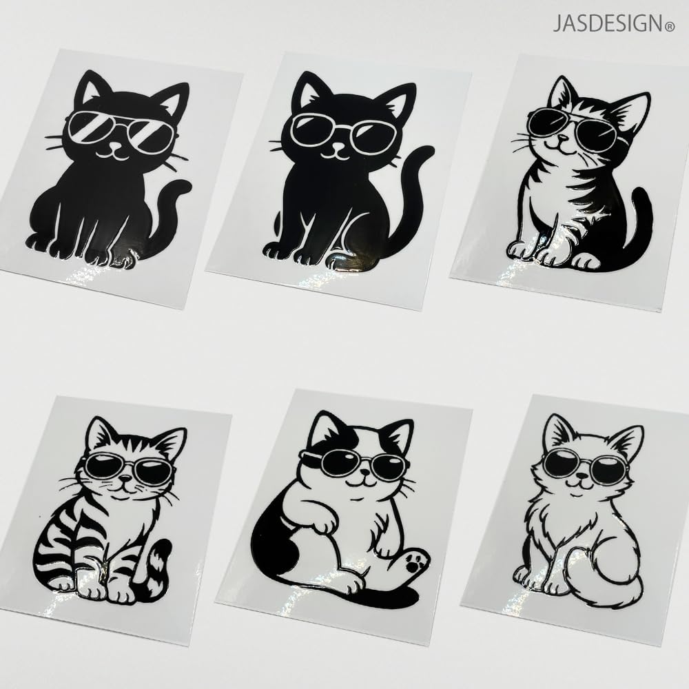 JASDESIGN Cat Sticker Car Car Sticker Cat Black Cat Sunglasses
