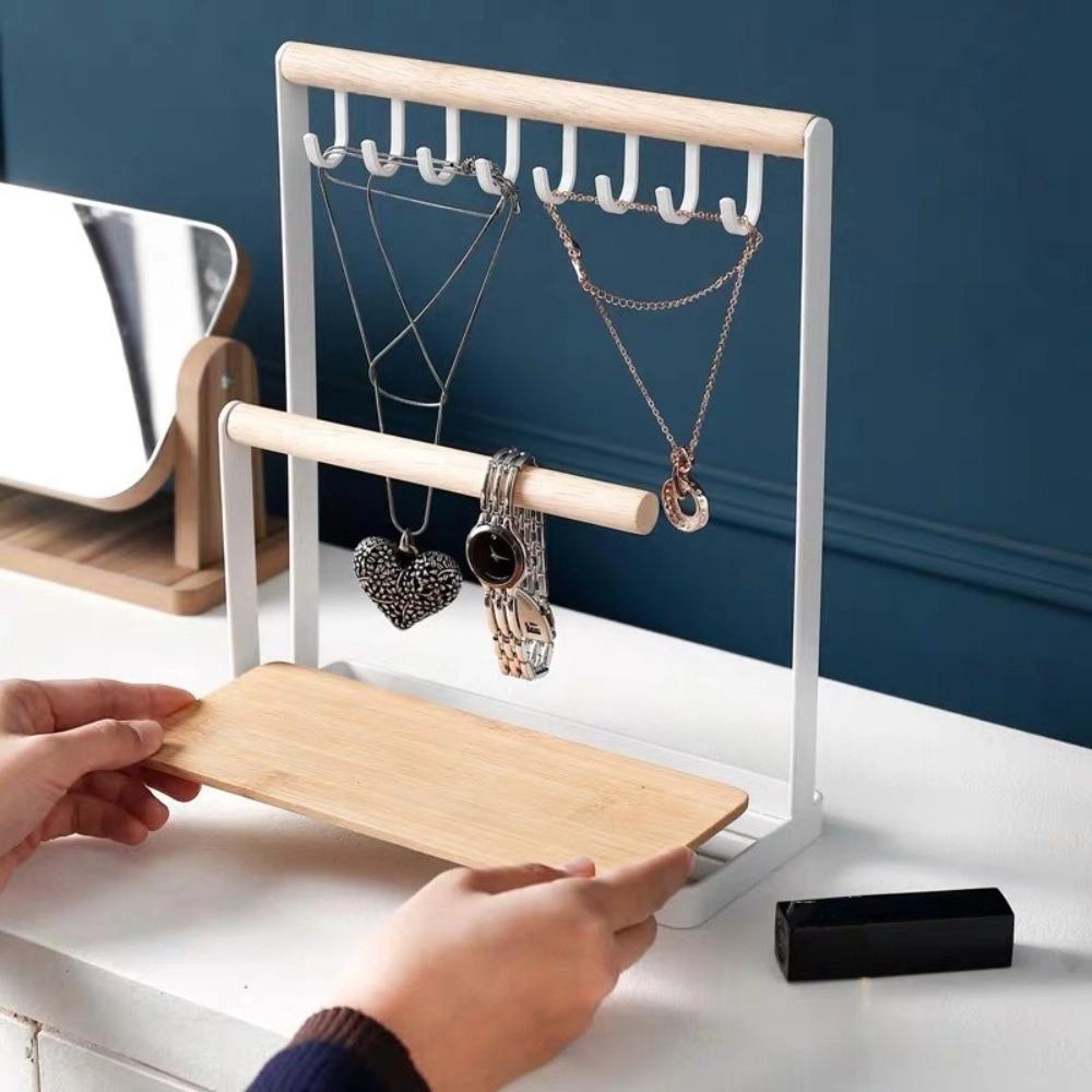 2-Tier Design Jewelry Display Frame Hanging T-shaped Holder Jewelry Display Rack  Jewelry Organizer