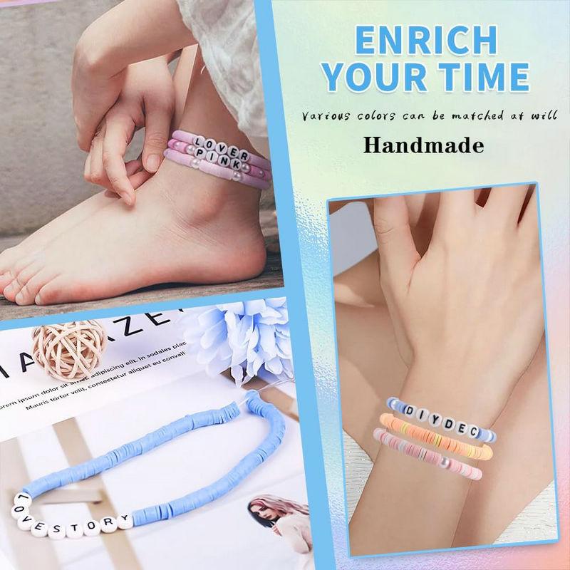 3860PCS Flat Clay Beads Bracelet Making Kit Acrylic Letter Beads Kit for Friendship Bracelets Jewelry Making DIY Crafts Gifts