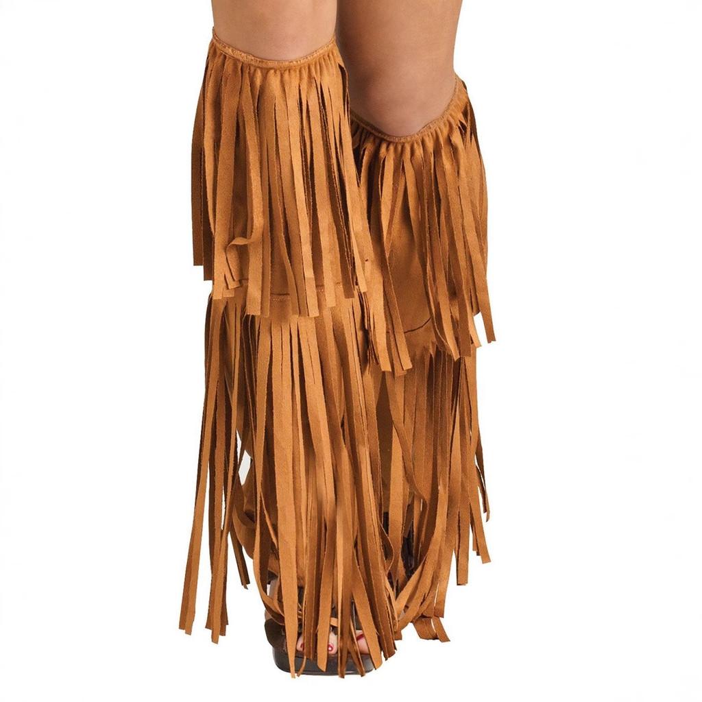 Halloween Festival Hippy Suede Boot Covers With Fringe For Women