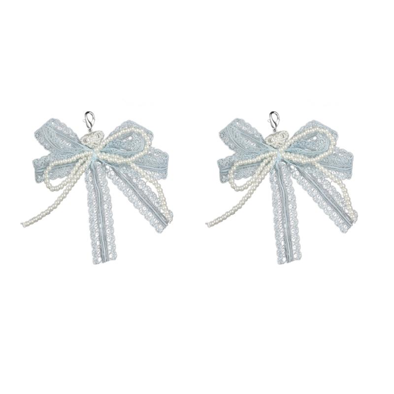 ABS Pearls and Lace Bowknot Detachable Shoe Ornament Women Shoelaces Charm Sophisticated Detachable Footwear Ornament