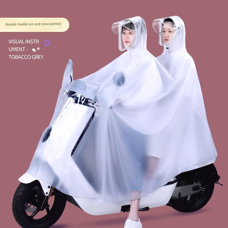 Electric Scooter Raincoat for Adults, Single or Double Rider, Outdoor Riding Motorcycle Rain Poncho with Double Brim, Electric Vehicle Rain Poncho