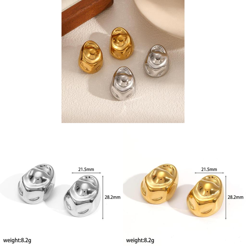 Stainless Steel Geometric Earrings For Women With Wrinkled Style For Fashion Casual Wear