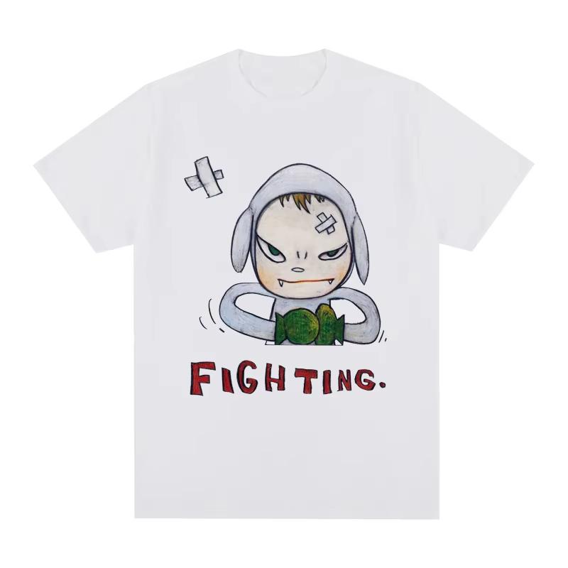 

2025 New Model Yoshimoto Nara Draw Cute T-Shirt Cotton Graphic Tees Korean Fashion Animal Prinfor Graphics T Shirts for Men Top S разноцветный