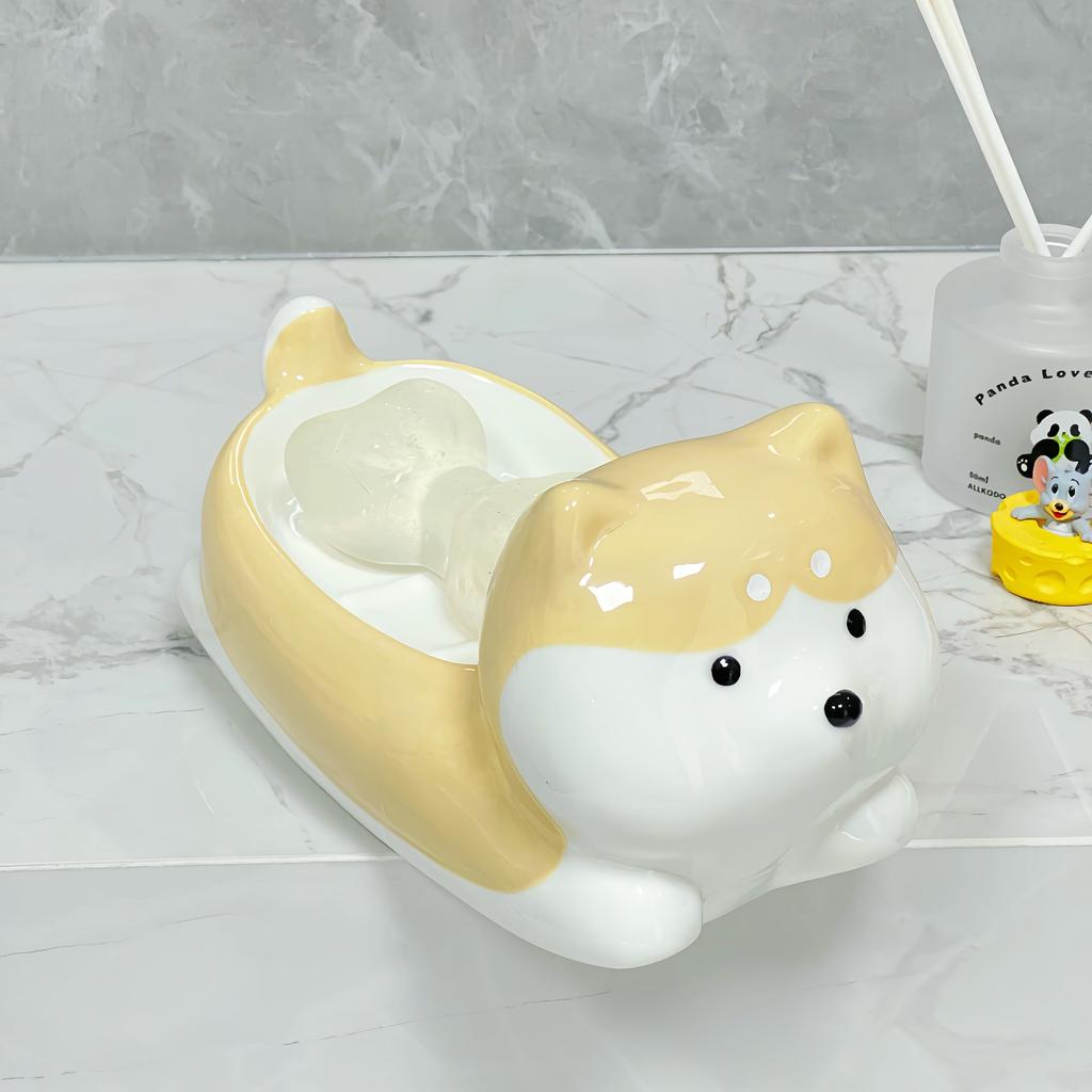Shiba Inu Soap Box Drain Soap Storage Rack Cute and Creative Home Toilet Non Water Storage Soap Rack Bathroom accessories