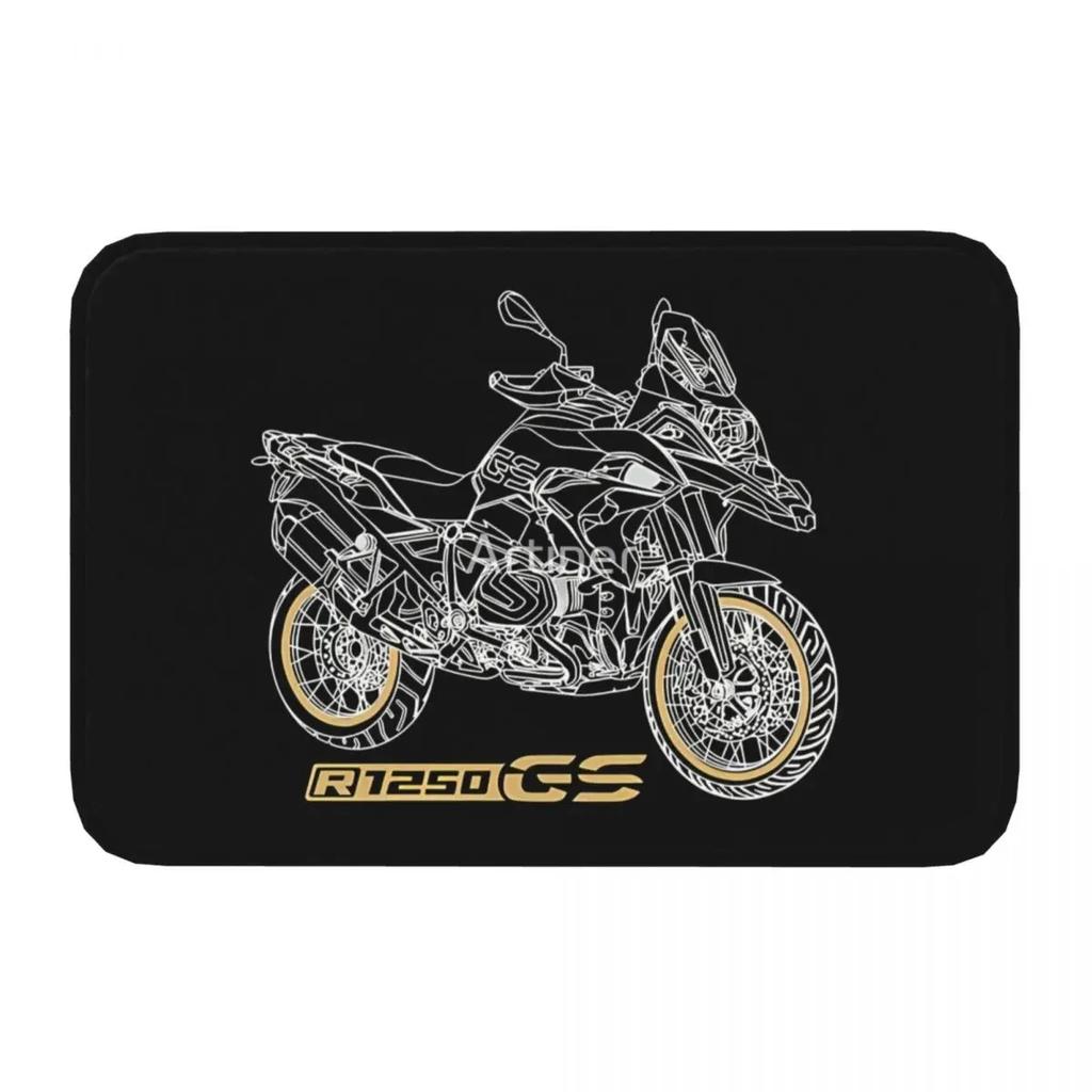 Motorcycle Cartoon Pattern Carpet Bathroom Anti Slip Rug Black Bedroom Floormat Living Room Welcome Doormat Home Decoration Rugs