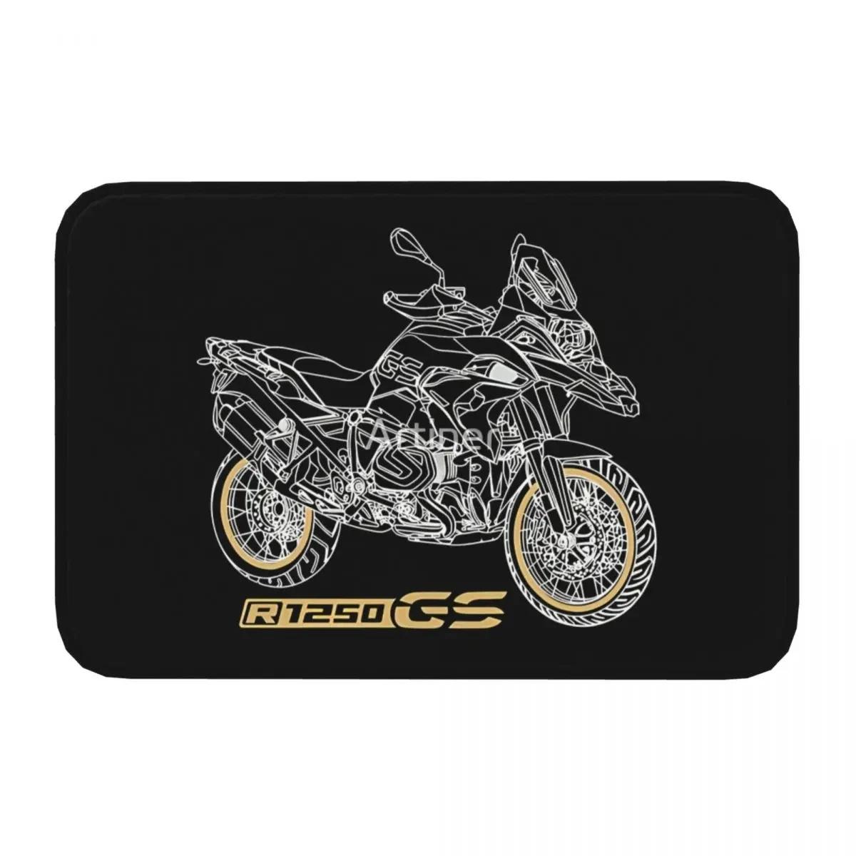 

Motorcycle Cartoon Pattern Carpet Bathroom Anti Slip Rug Black Bedroom Floormat Living Room Welcome Doormat Home Decoration Rugs 40cm x 60cm