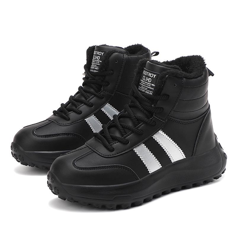 Winter neue Schneestiefel Lässige Plüsch Warm halten Schnürung Plateau Sneaker Damen Rutschfest Weich besohlt Laufschuhe