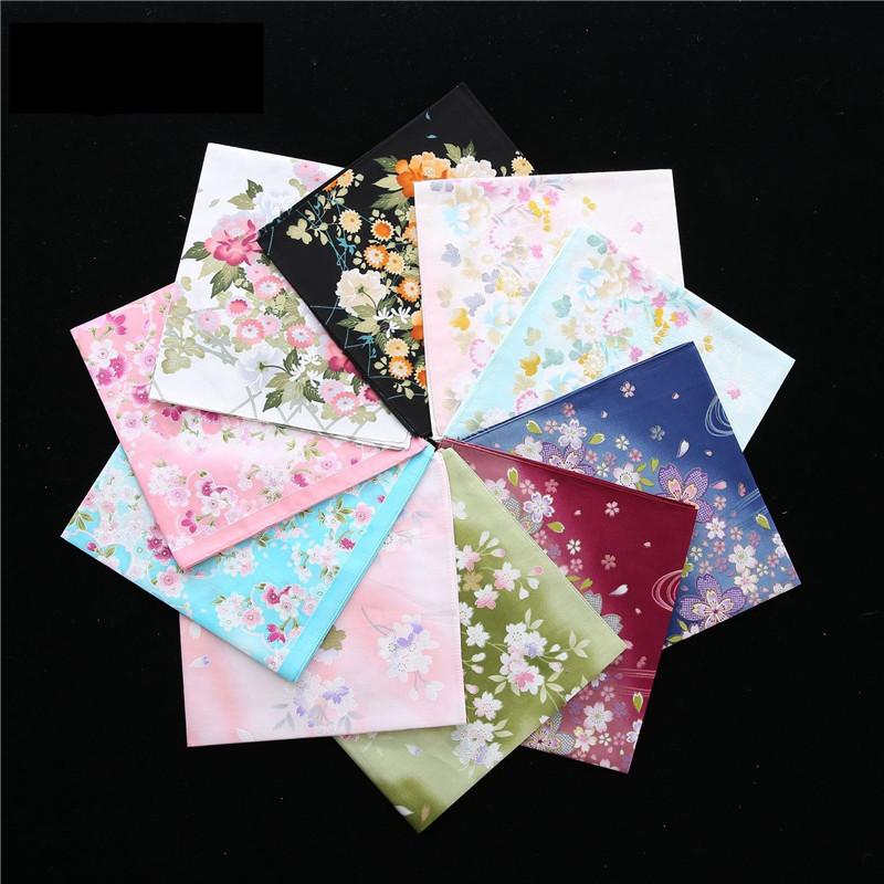3Pcs 43x43cm 100% Cotton Flower Printed Women Handkerchiefs Bandanas Square Towels Wedding Party Gift