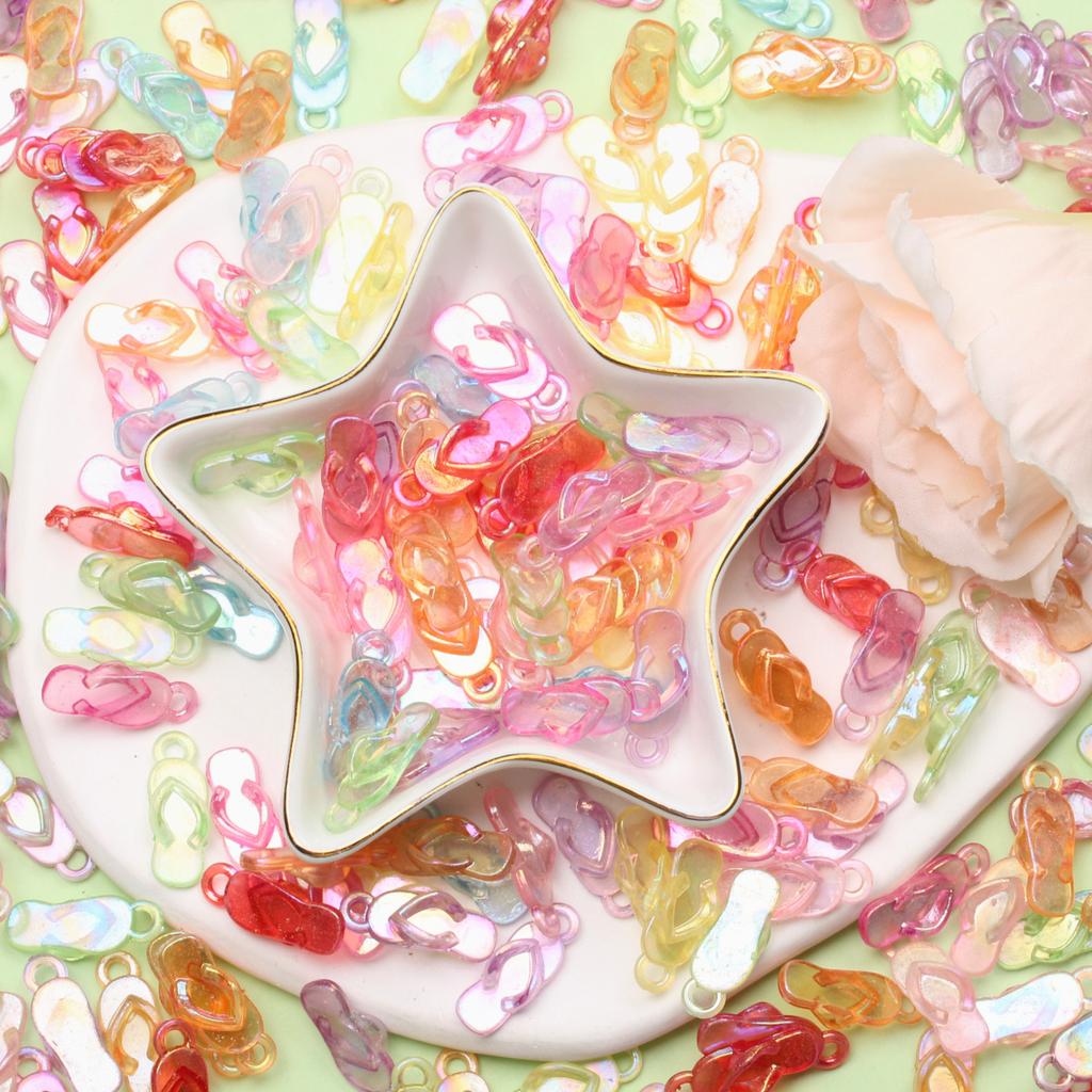 Creative Phone Chain Making Beaded Material Acrylic Beads 30Pcs 8*22mm Craft Candy Color Handmade Material Slippers Shape DIY