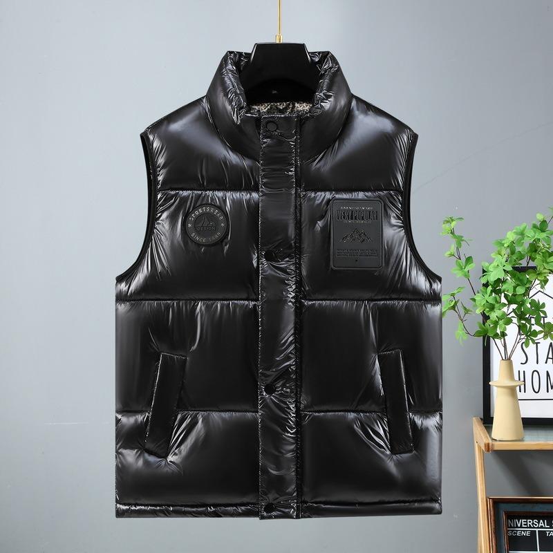 

Student black gold cotton vest men s stand collar autumn and winter sleeveless cotton vest fashion thickened warm and cold outer wear vest M (60-42.5 kg) чорний
