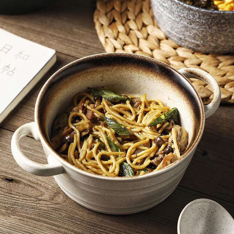 ZISIZ Large Double-Handled Anti-Scald Ceramic Soup Bowl