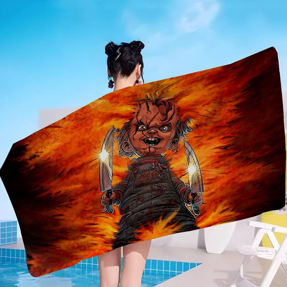 Classic Horror Movies Childs Play Anime Beach Swimming Towel Soft Absorbent Washcloth Children's Gifts For Kids Travel Camping