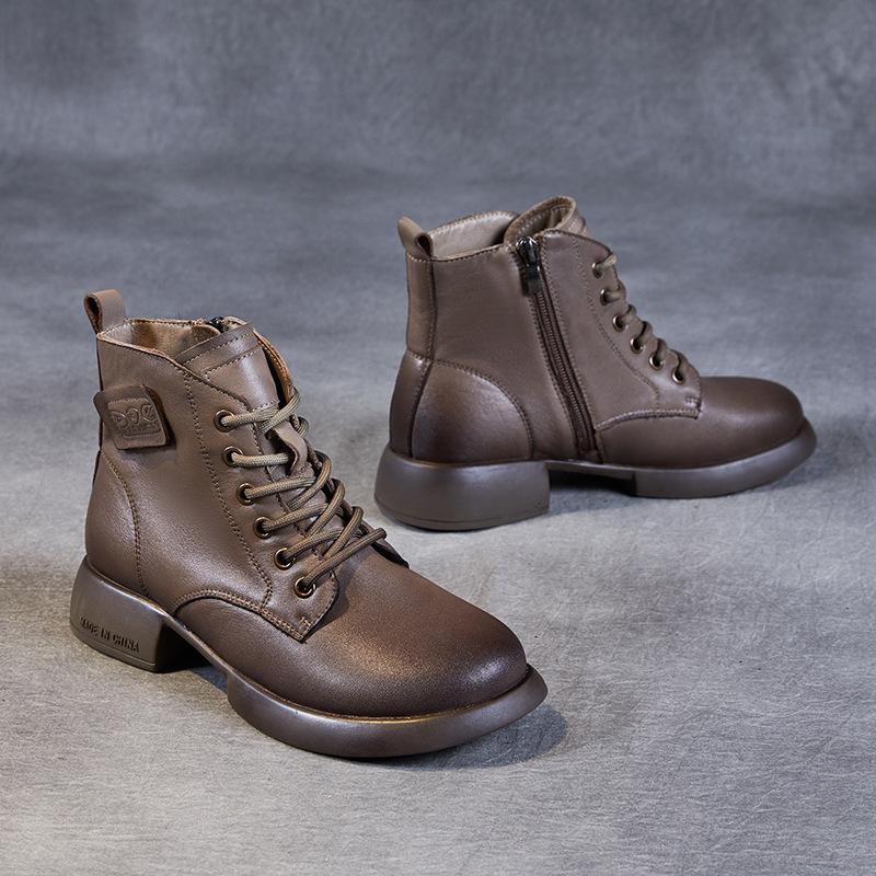 The first layer of cowhide short boots for women in the autumn and winter of 2025, the new retro leather British style Martin boots, and small leather