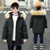 Winter Hooded Windbreaker Coat for Boys (3-14 Years) - Solid Thickened Warm Down Cotton Kids' Overcoat