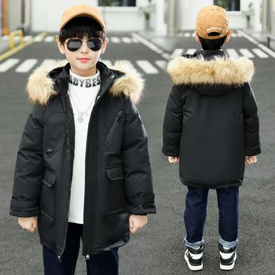 Winter Hooded Windbreaker Coat for Boys (3-14 Years) - Solid Thickened Warm Down Cotton Kids' Overcoat