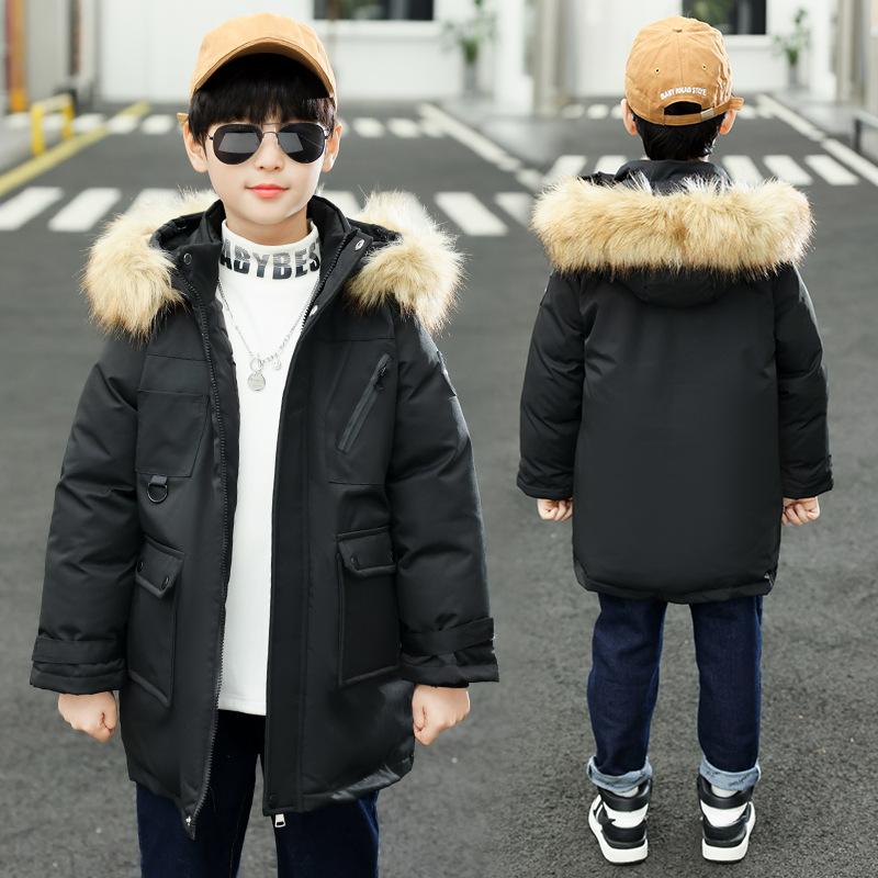 

Зимняя ветровка с капюшоном для мальчиков (3-14 лет) - Однотонное Утепленное Зимнее Пальто для Детей 170 чёрный