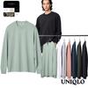 UNIQLO 486102 AIRism Cotton Crew Neck Long Sleeve T-Shirt GREEN WHITE DARK GRAY BLACK PINK BLUE PURPLE Men Japan