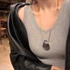 Silver textured shell pull-out necklace Korean ins temperament collarbone chain versatile light luxury fashion jewelry