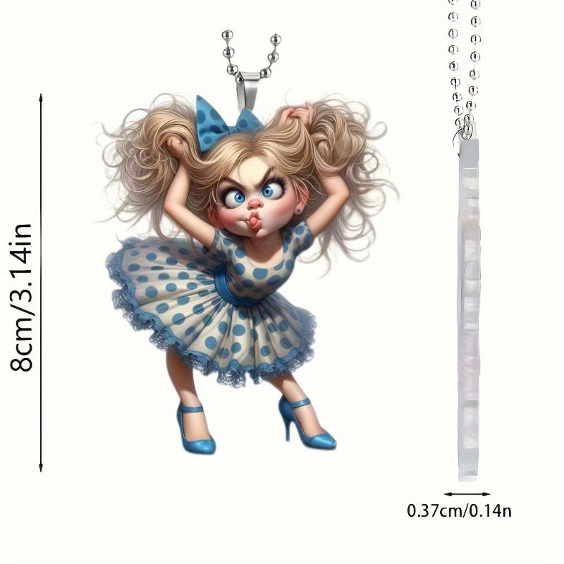 2D Acryl flach niedlich Cartoon Mädchen Anhänger mit lebhaftem und niedlichem Ausdruck, geeignet für Autorückspiegel, Heimdekoration, Taschen und Schlüsselanhänger