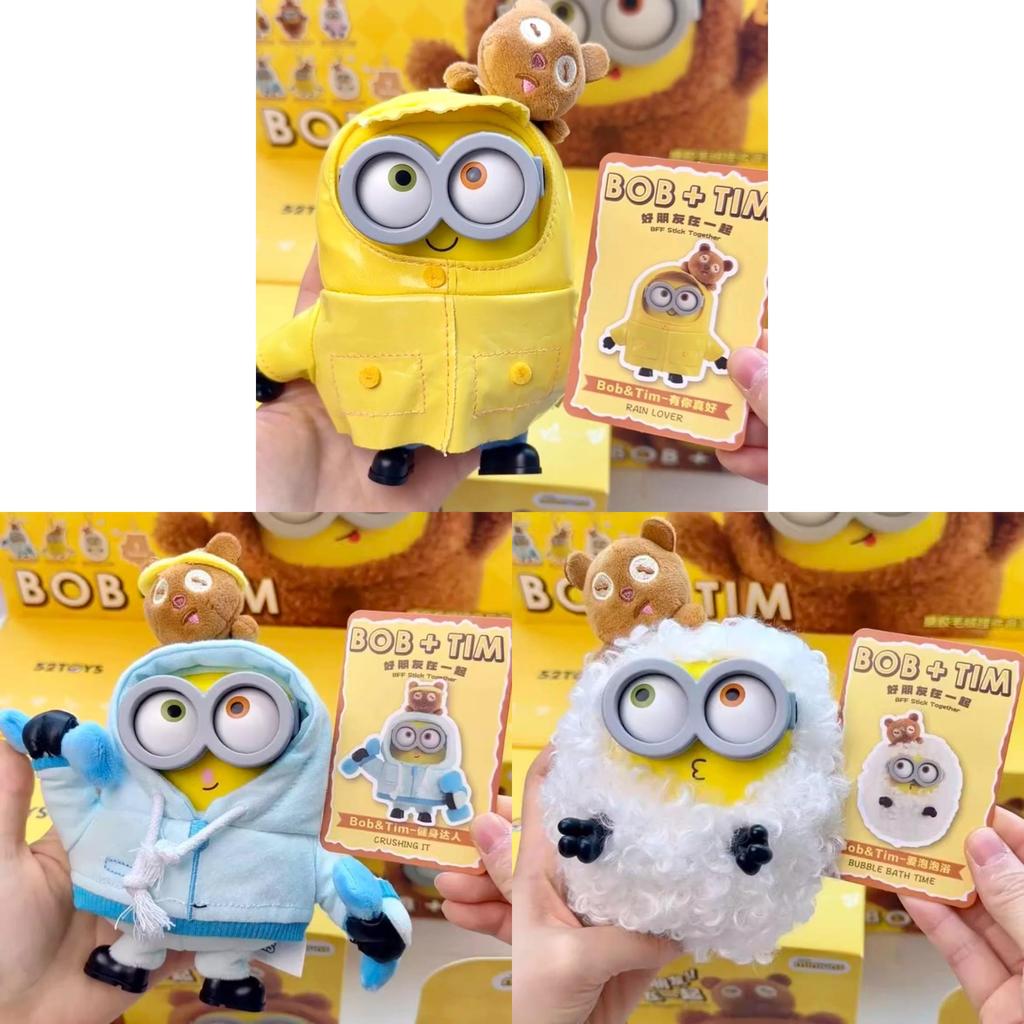 Minions Bob And Tim Plush Dolls With Flexible Pvc Material Perfect For Collectors And Gift Givers