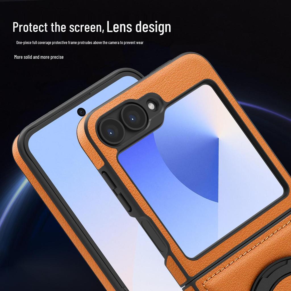 Samsung Z Flip7 360° drehbare Lederhülle - Stoßfest, Magnetisch, Faltbarer Ständer