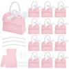 16sets Trapezoid Paper Gift Box with Plastic Imitation Pearl Handles for Gift Giving & Packaging Pearl Pink Finished Product: 13.6x6x10.7cm