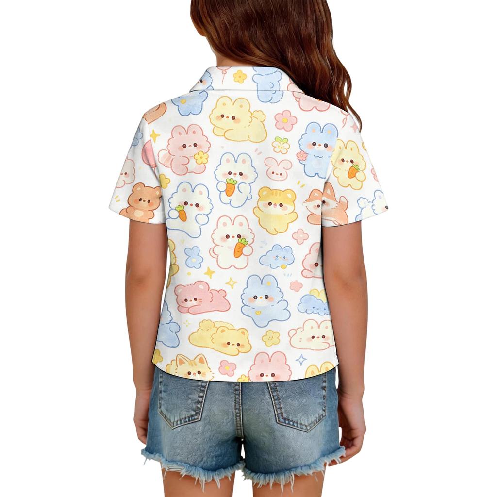 Kids Casual Short Sleeve Polo Shirt Animal Print Lightweight Soft Fabric Comfortable Fit Durable Stitching Breathable Material
