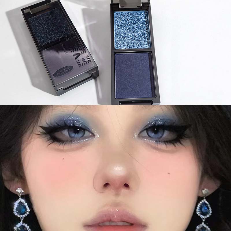 Oogschaduw Palet Tweekleurige Oogschaduw Glanzende Oogschaduw Parelmoer Matte Oogschaduw Koreaanse Make-up Sexy Zwart met Rode Oogschaduw gray