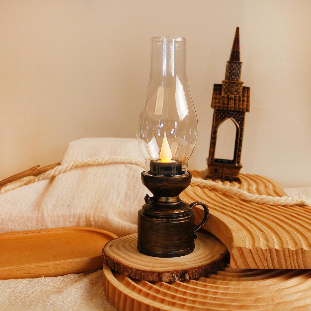 Vintage LED Candle Lamp: Retro Kerosene Design for Home Decor and Cozy Ambiance