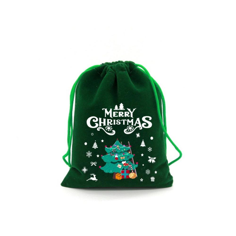 5PCS Green Christmas Velvet Bags Bracelet Jewelry Storage Jewelry Packaging Bag  For Christmas