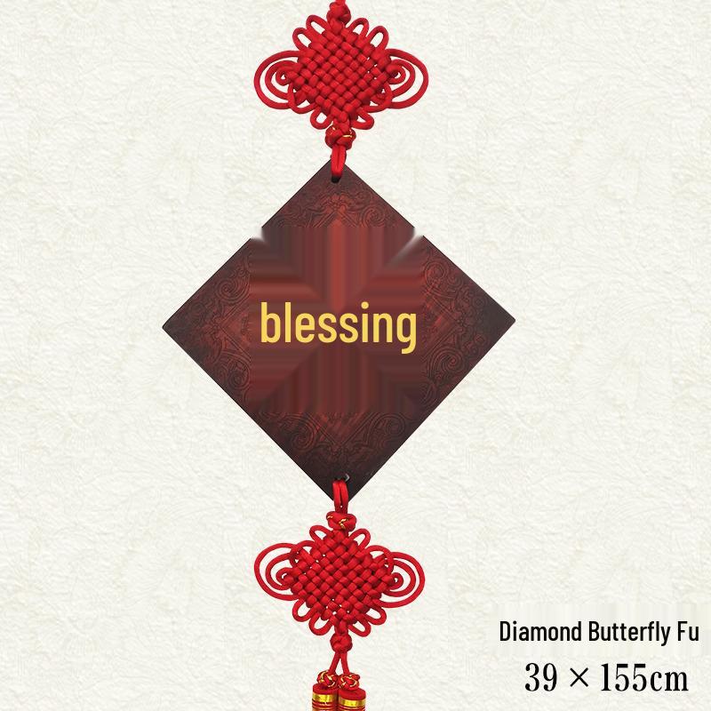 High-Quality Red Peach Wood Chinese Knot Wall Hanging for New Home Decoration