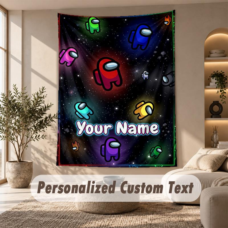 Among Us Tapestry, Personalized Custom Text, Wall Hanging Tapestry For Living Room Home Wall Decor