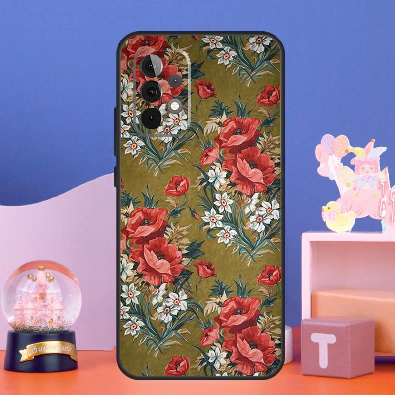 Russian Scarf Floral Case For Samsung Galaxy A17 A06 A16 A26 A36 A56 A55 A35 A15 A32 A52 A13 A33 A53 A14 A34 A54