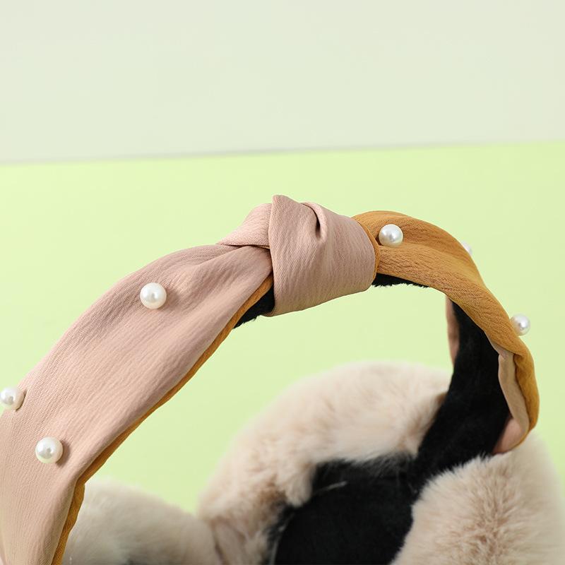 Perlen Mode Warme Ohrenschützer Niedliche Plüschfell Kopfhörer Mode Unisex Ohrenwärmer Einfarbige Mädchen Stirnband Ohrenschützer Ohrenabdeckung