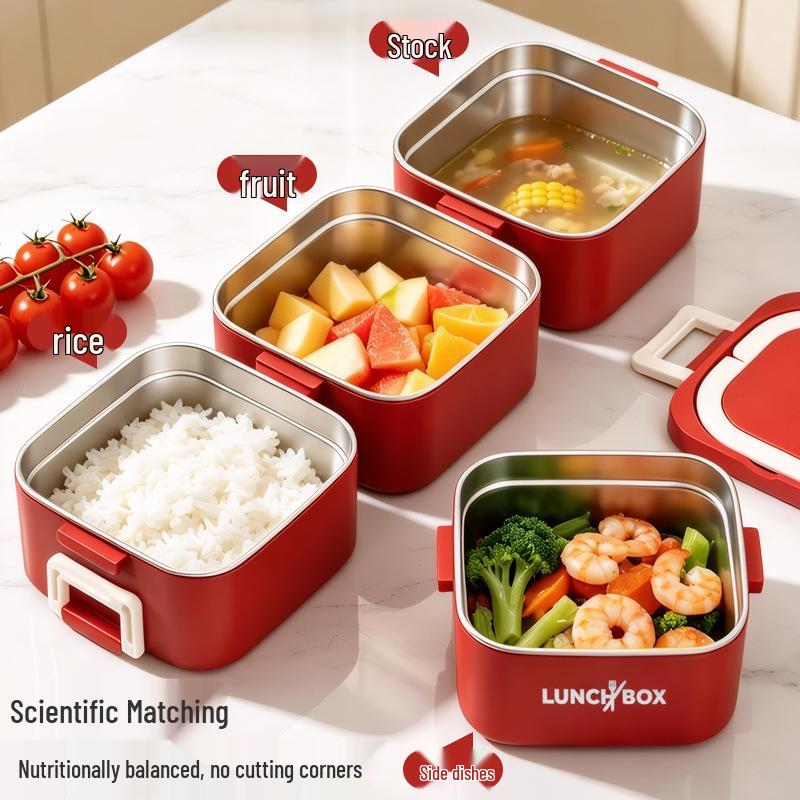 316 Stainless Steel Insulated Bento Lunch Box, Microwaveable Meal Container for Office Workers
