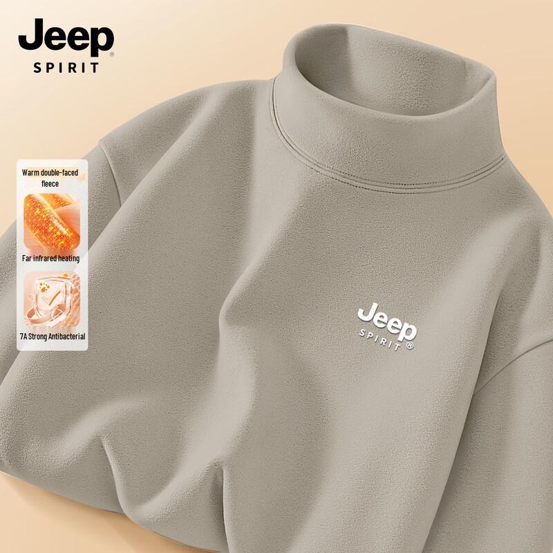 JEEP SPIRIT Men's Half-Turtleneck Thermal Long-Sleeve Shirt