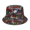 Cappello a secchiello con motivo graffiti alla moda per uomo e donna, estivo, per esterni, protezione solare, decorazione Hiphop, Panama, unisex, cappelli da pescatore