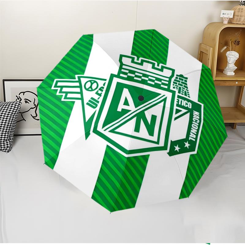 Atletico Nacional Fashionable Automatic Opening/Closing Folding Umbrella. Portable and Foldable, Ideal for Gift, Travel, and Daily Use.