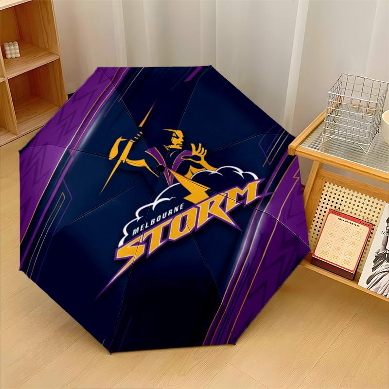 Melbourne Storm Print Auto 8?Ribs Folding Umbrella Wind Resistant Lightweight Automatic Umbrella For Daily Travel