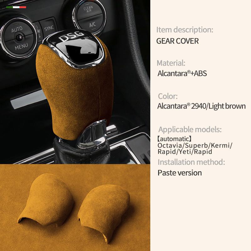 

Car center console gear Shift Head Knob Cover trim For Skoda Octavia Superb Kermi Rapid Yeti Rapid alcantara suede accessories
