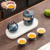 Travel Tea Set Portable Ceramic Kung Fu Outdoor Express Cup One Pot Three Cups Business Souvenir Small Gifts