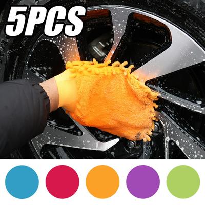 Gants de Lavage de Voiture en Chenille Universels Auto Velours Corail Microfibre Double Face Gants de Nettoyage Outil Doux pour l'Entretien de la Surface de la Peinture Auto