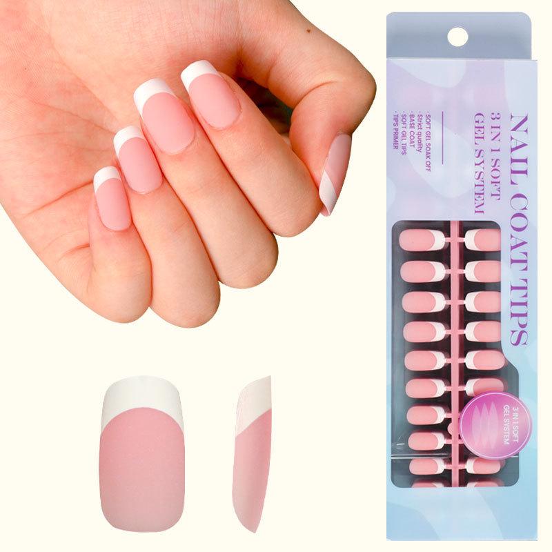 Popular Wearable French Manicure Nail Tips - Pre-made Fake Nails  Stickers