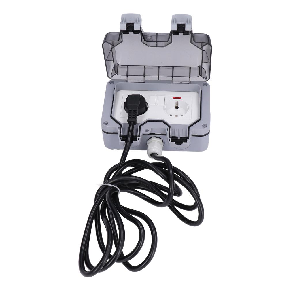 Outdoor Socket Dual European Power Outlet IP66 Waterproof Wall Receptacle  16A