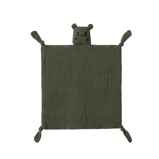 Cotton Baby Security Blanket Hippo Loveys with Bite-Friendly Corners Teething Safe Baby Towel for Newborns Infants