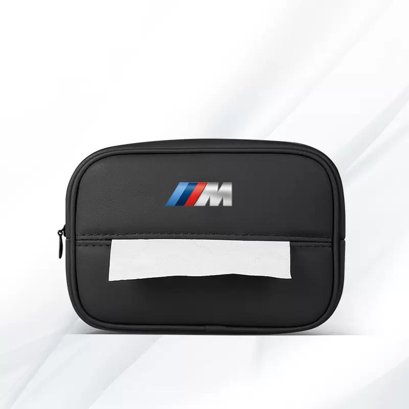 LPTJD1 2026 Car Sticker Car Logo Tissue Box Seat Hanging Paper Towel Storage Bag For BMW E46 E90 E60 F30 F10 G30 F20 E70 E39 E36 E87 X7