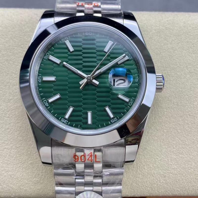 Orologio da uomo automatico Lao Jia Hao Shi 41mm con data, quadrante a quadri e design casual alla moda.